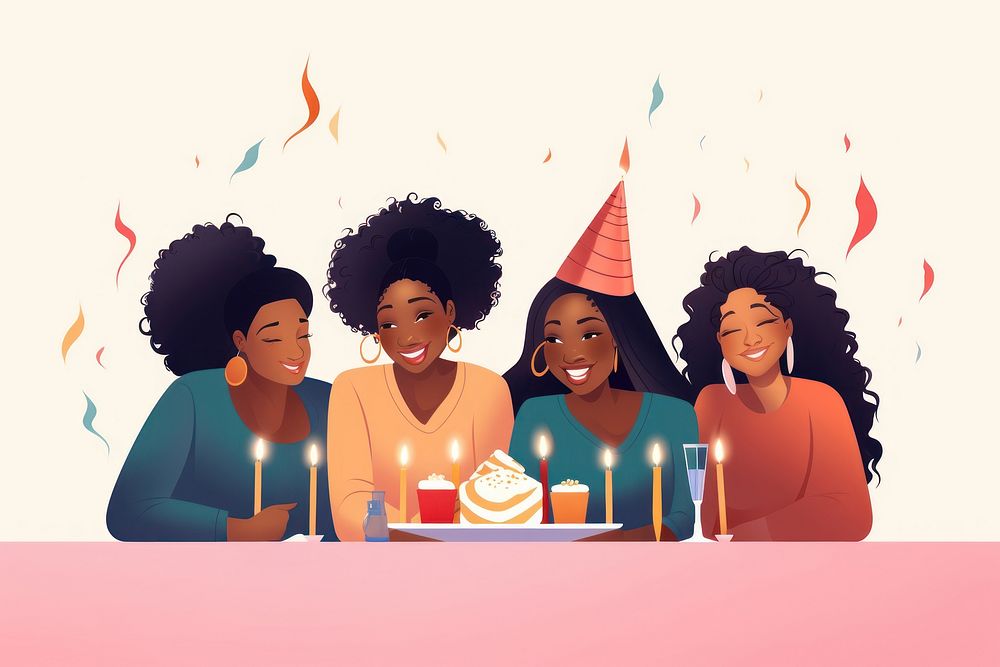 Black women birthday cartoon candle. AI generated Image by rawpixel.