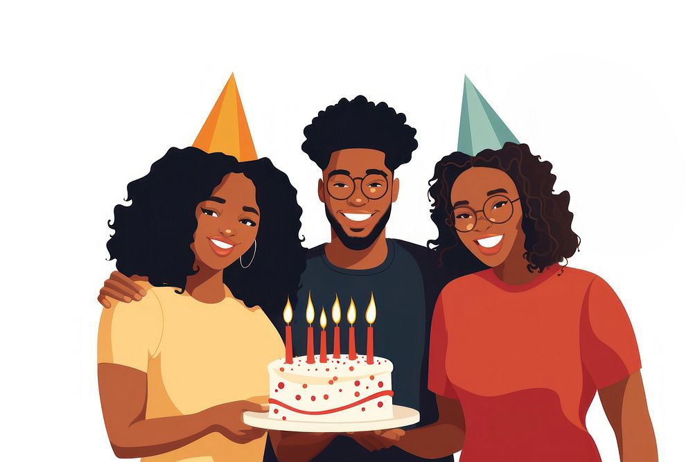 Black people birthday dessert cartoon. AI generated Image by rawpixel.