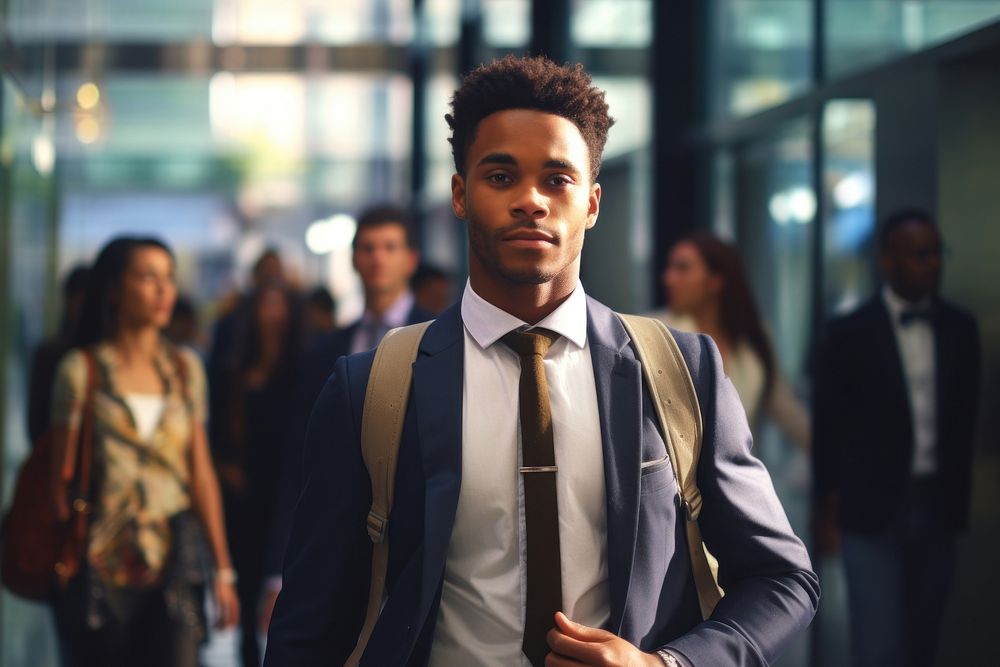 Young African business man walking blazer adult. AI generated Image by rawpixel.