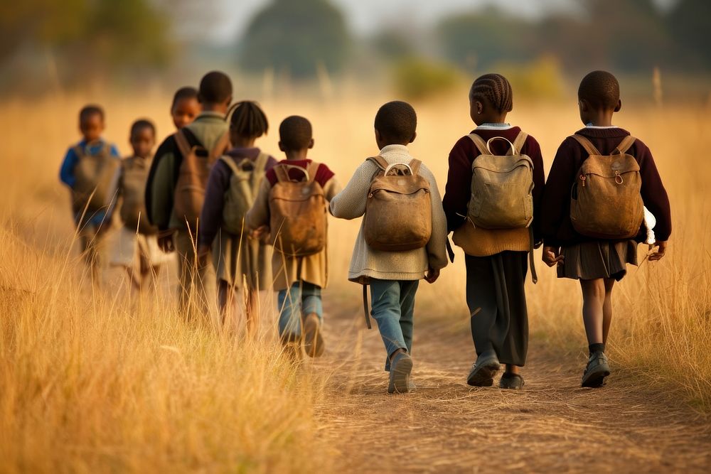 African children walking outdoors photo togetherness. AI generated Image by rawpixel.