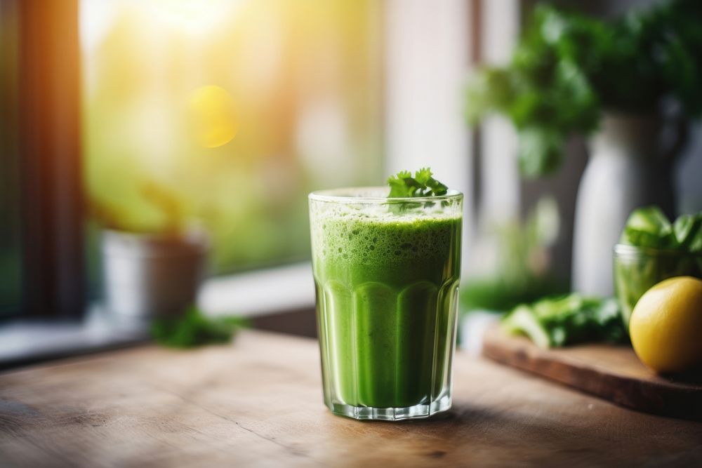 Green juice drink smoothie plant. AI generated Image by rawpixel.