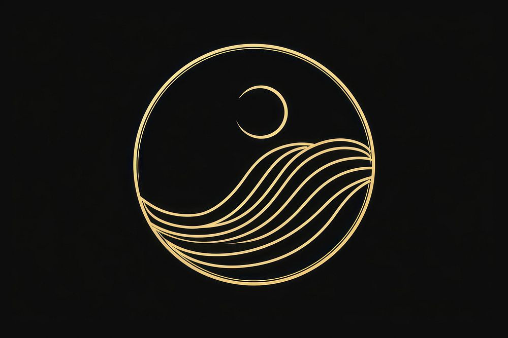 Ocean wave logo circle symbol. AI generated Image by rawpixel.