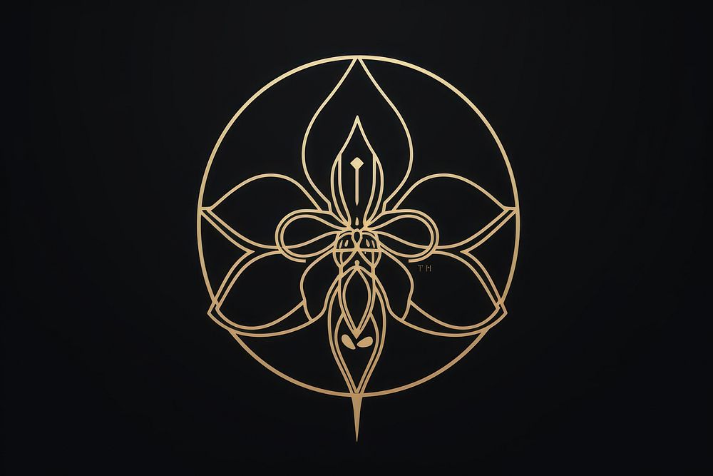 Orchid gold logo invertebrate. AI generated Image by rawpixel.
