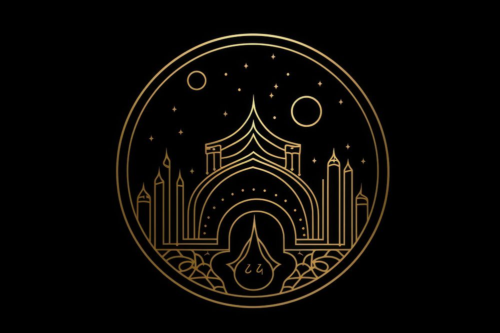 Eid mubarak logo symbol gold. AI generated Image by rawpixel.