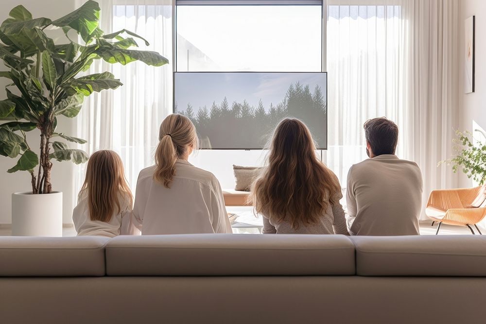 Relaxed family furniture watching adult. AI generated Image by rawpixel.