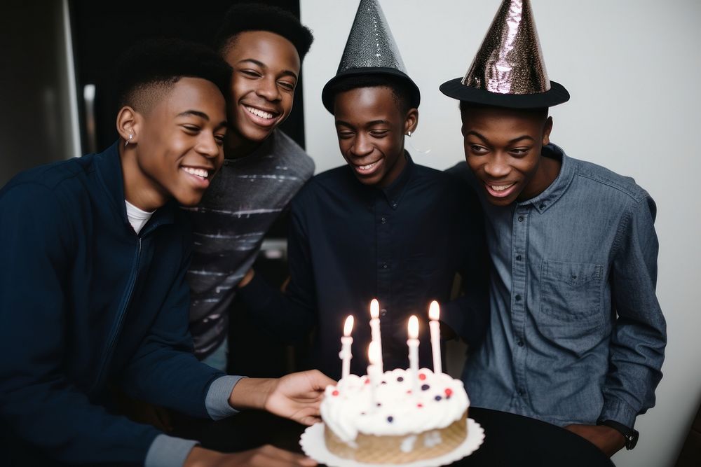 Black teenage boy party birthday smiling. AI generated Image by rawpixel.