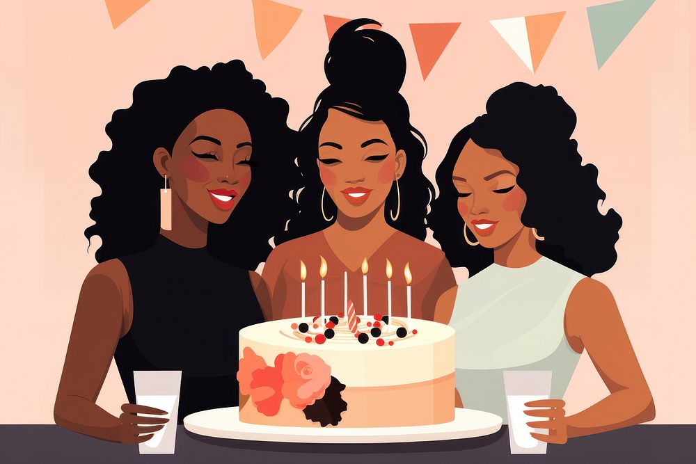 Black women cake birthday dessert. AI generated Image by rawpixel.