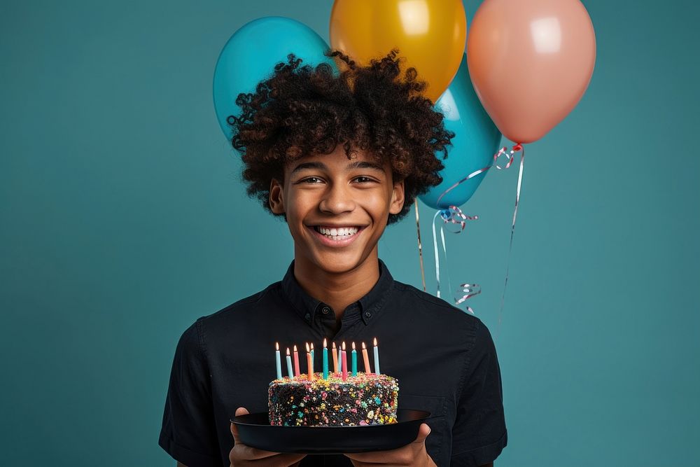 Black boy balloon party cake. AI generated Image by rawpixel.