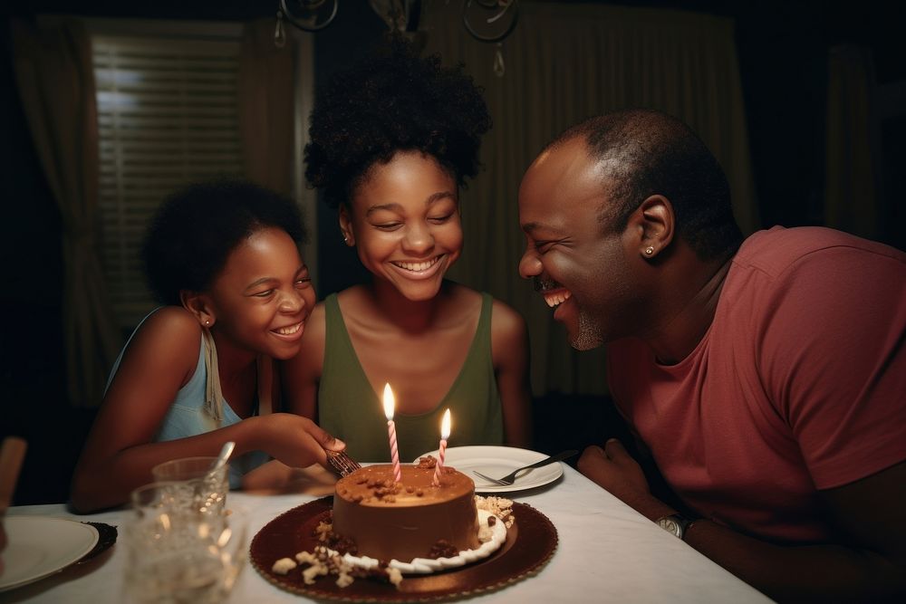 Black girl eating cake party birthday dessert. AI generated Image by rawpixel.
