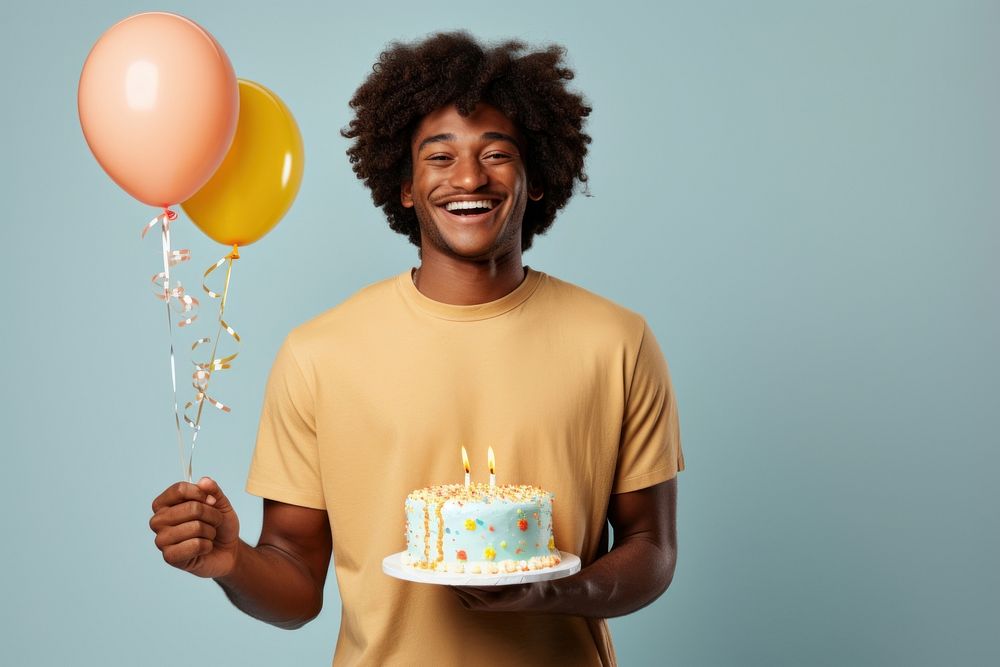 Black man balloon cake birthday. AI generated Image by rawpixel.