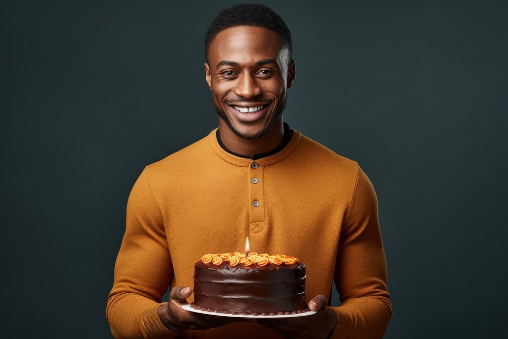 Black man cake birthday standing. AI generated Image by rawpixel.