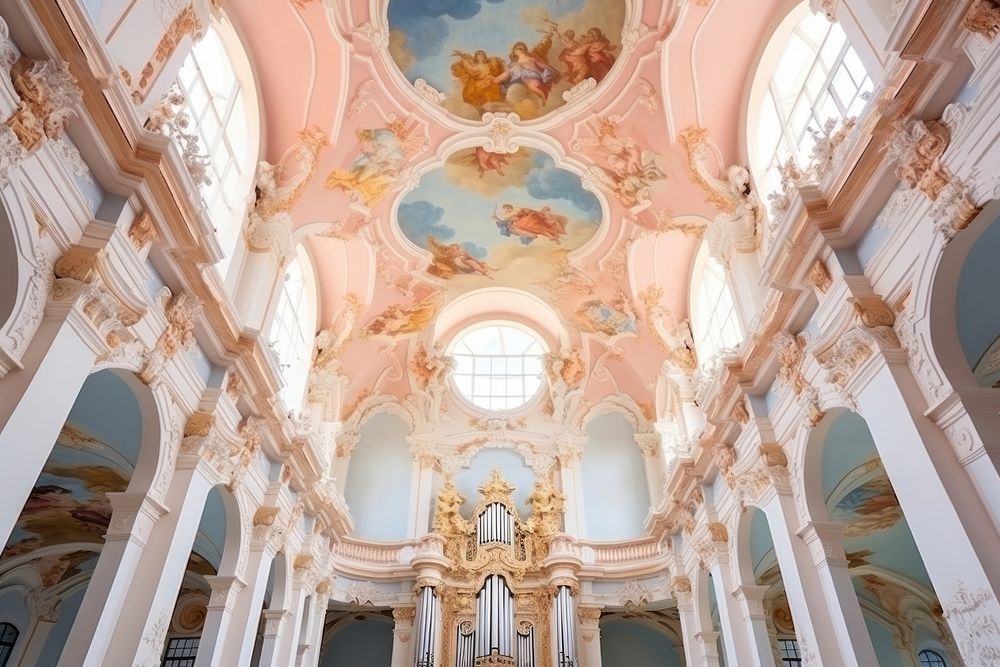 Renaissance architecture building worship ceiling. AI generated Image by rawpixel.