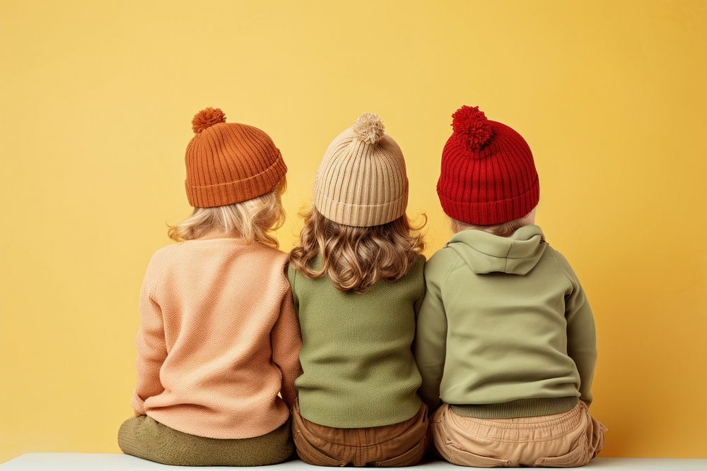 Children beanie togetherness friendship. AI generated Image by rawpixel.