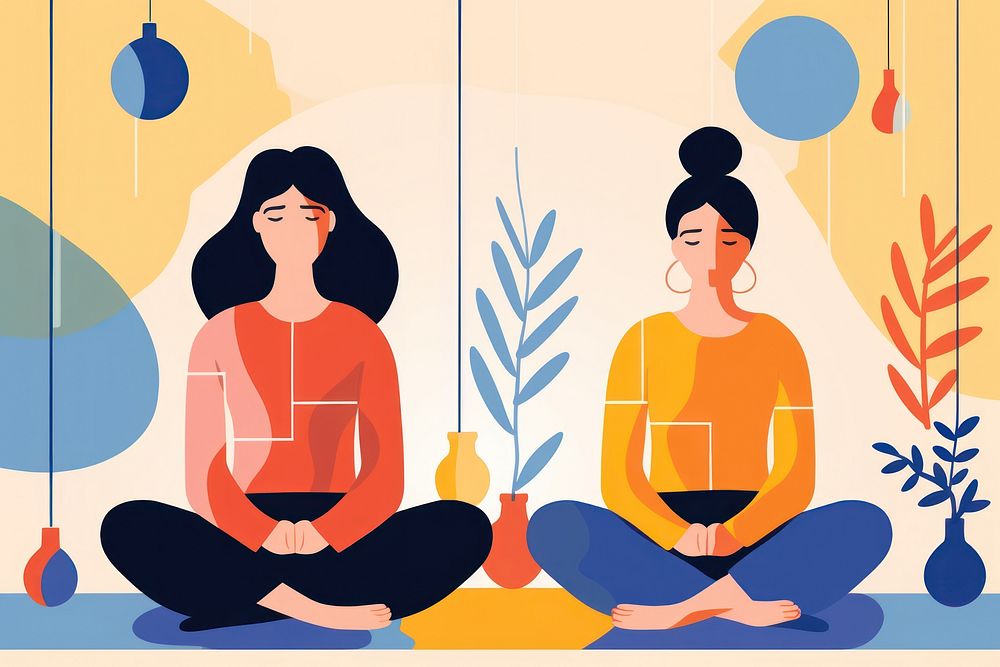 Meditation happiness female adult. AI generated Image by rawpixel.