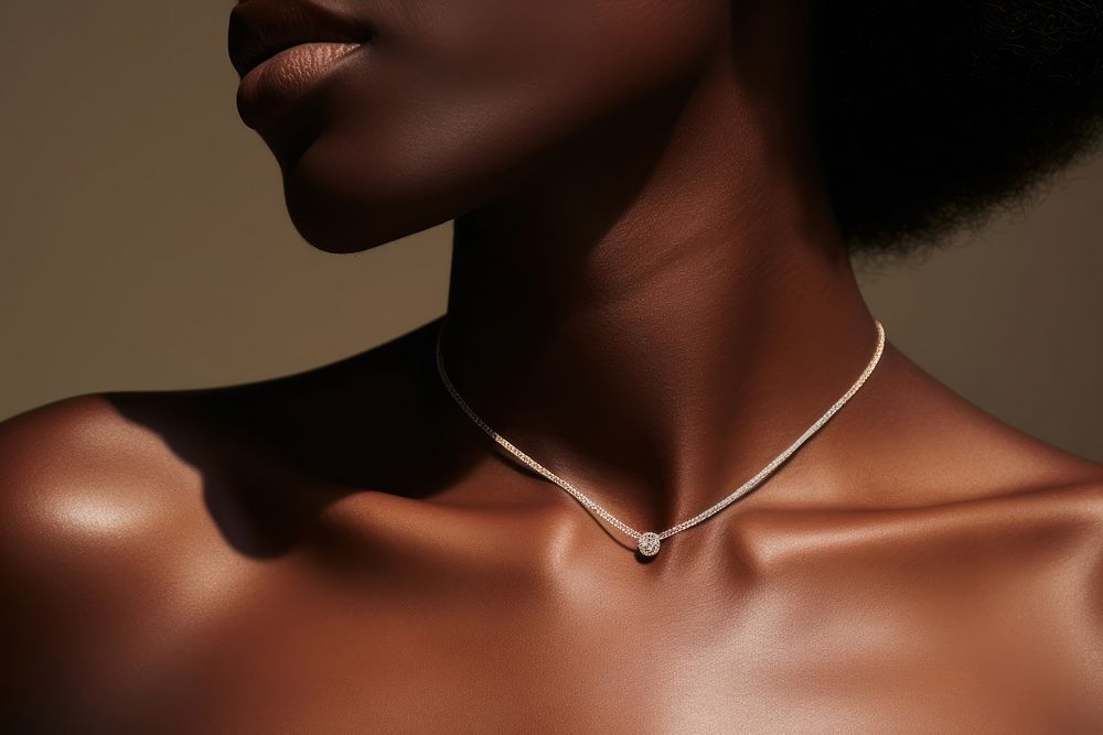 Black woman collarbone wearing chic necklace jewelry diamond. AI generated Image by rawpixel.