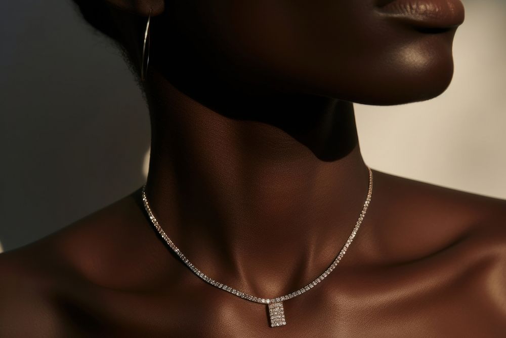 Black woman collarbone wearing chic necklace jewelry adult. AI generated Image by rawpixel.