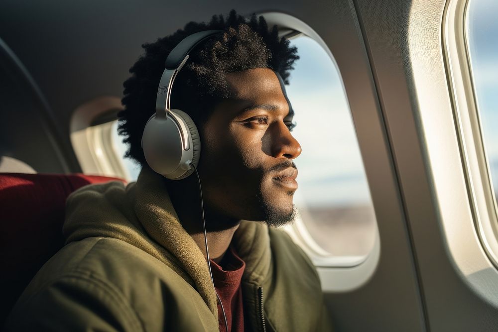 African american headphones headset window. AI generated Image by rawpixel.
