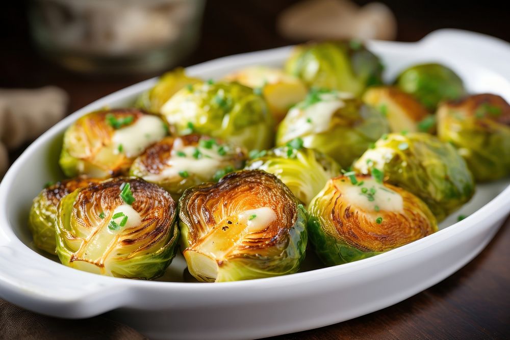 Brussels Sprouts plate vegetable food. AI generated Image by rawpixel.