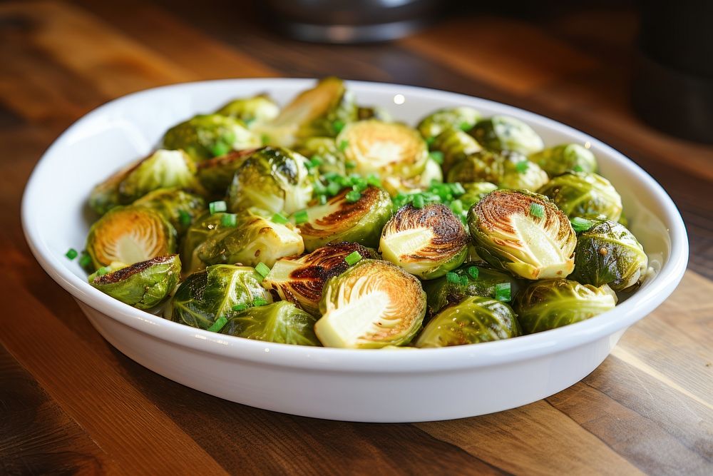 Brussels Sprouts plate vegetable food. AI generated Image by rawpixel.