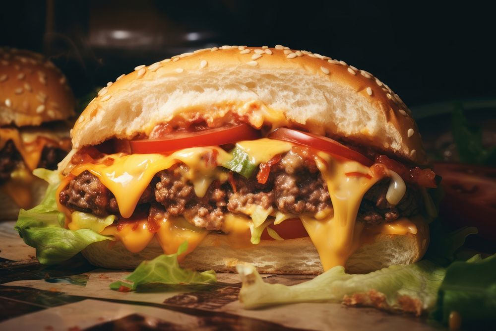 Hamburger vegetable cheese food. AI generated Image by rawpixel.
