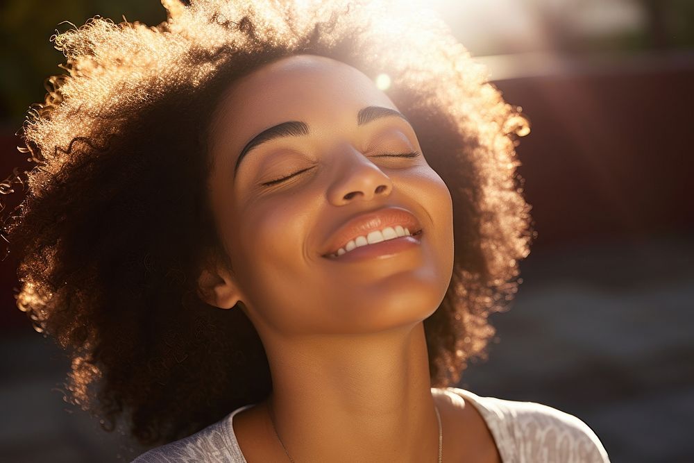 African american woman sunlight outdoors smiling. AI generated Image by rawpixel.