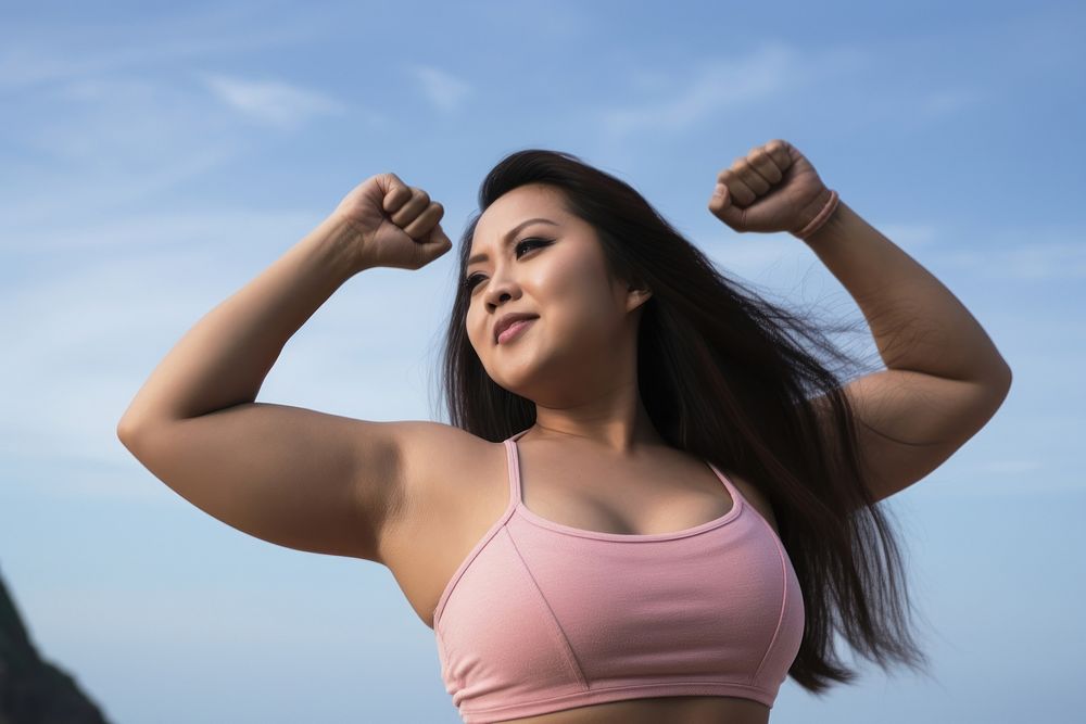 Chubby malaysian woman outdoors sports adult. AI generated Image by rawpixel.