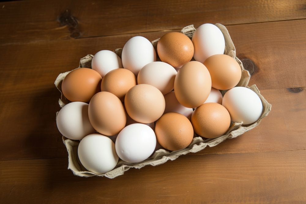 Eggs food wood container. AI generated Image by rawpixel.
