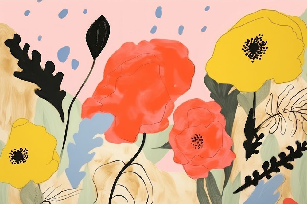 Flower art painting pattern. AI generated Image by rawpixel.