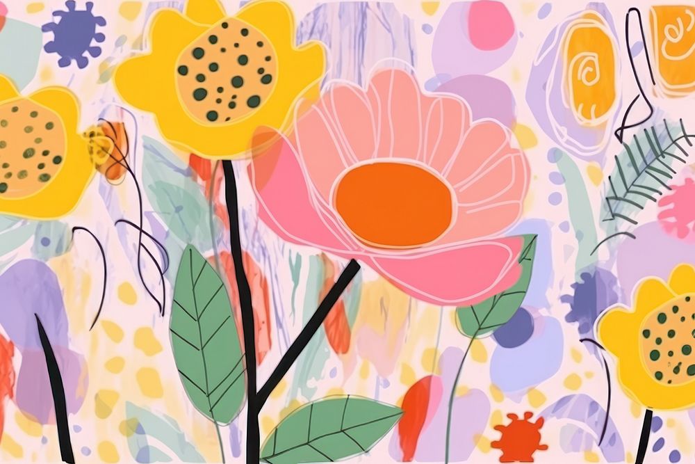 Flower wallpaper art abstract painting. AI generated Image by rawpixel.