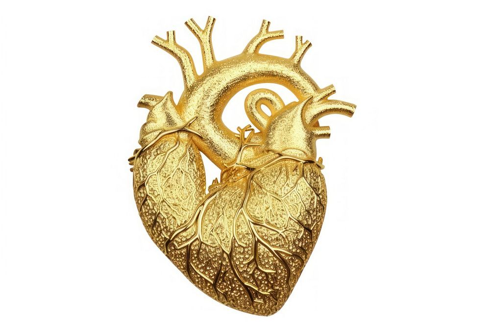 Medical heart gold jewelry white background. AI generated Image by rawpixel.