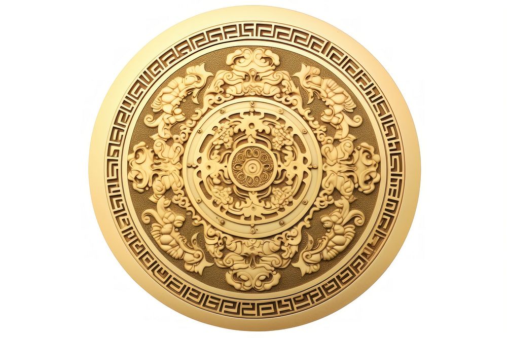 Chinese new year ornament gold white background architecture. AI generated Image by rawpixel.
