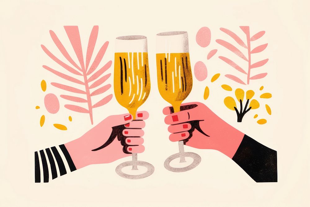 Champagne glasses drink hand togetherness. AI generated Image by rawpixel.