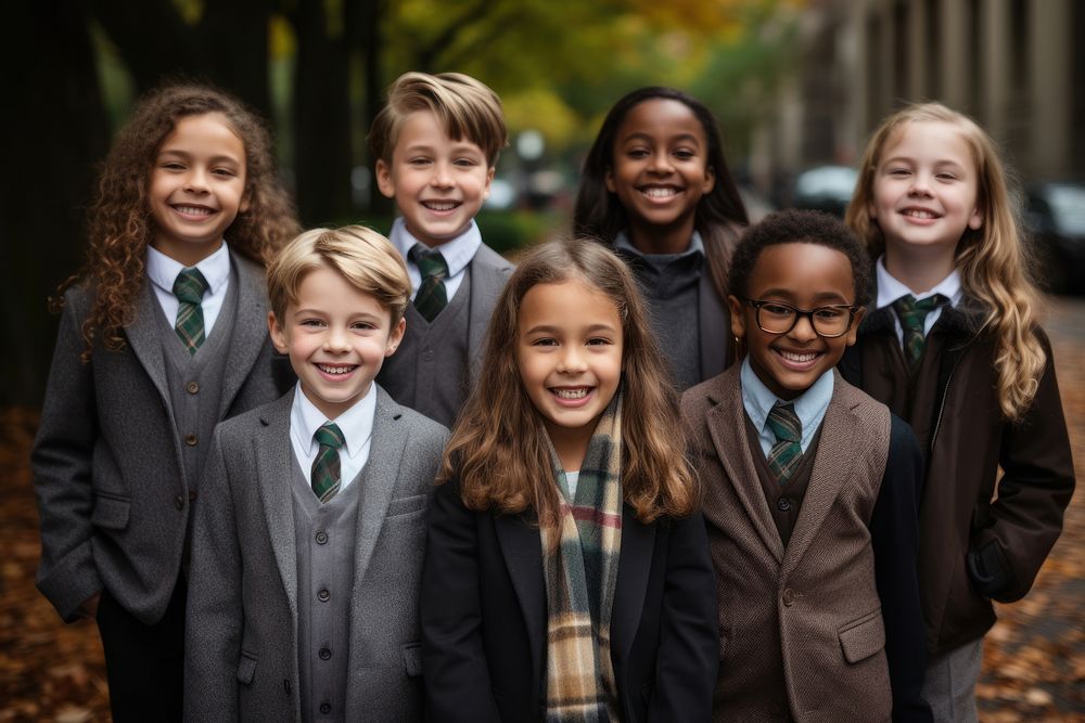 Group of elementary student portrait smiling child. AI generated Image by rawpixel.