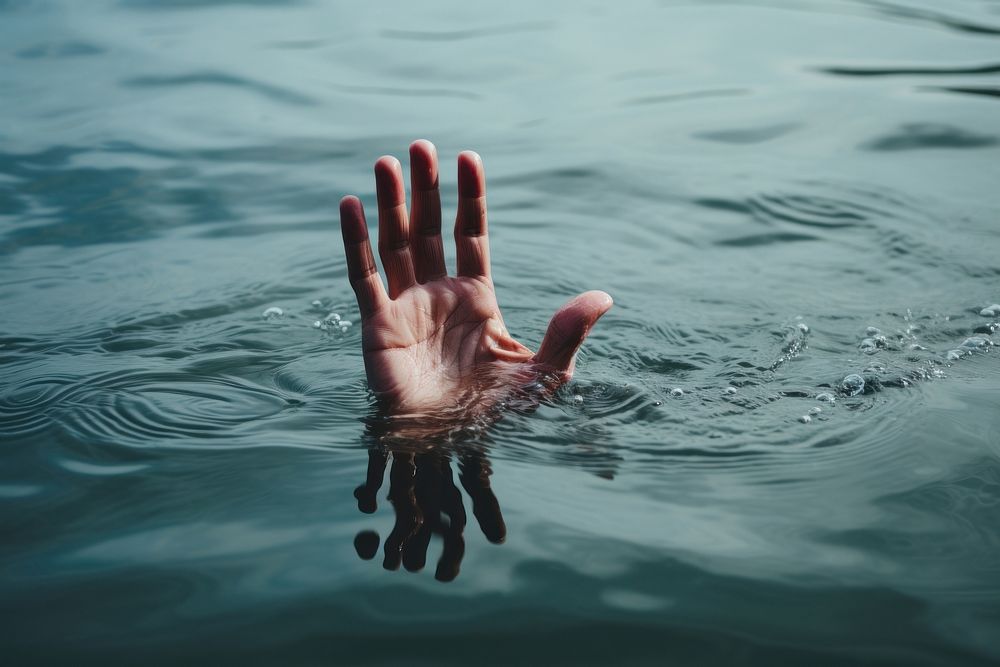Hand above water surface outdoors finger reflection. AI generated Image by rawpixel.
