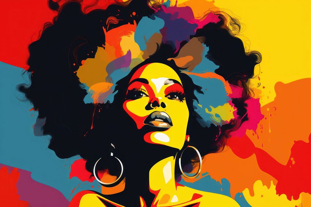 Black woman art painting vibrant color. 