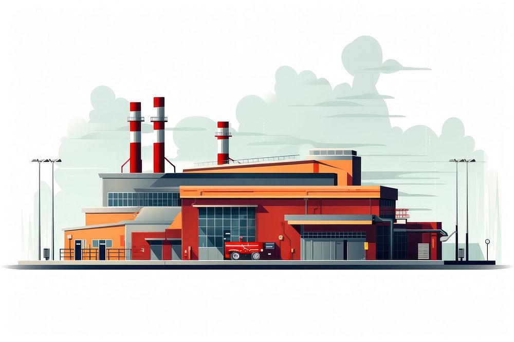 Factory architecture building transportation. AI generated Image by rawpixel.