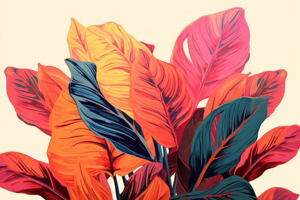 Tropical leaves art pattern plant. AI generated Image by rawpixel.