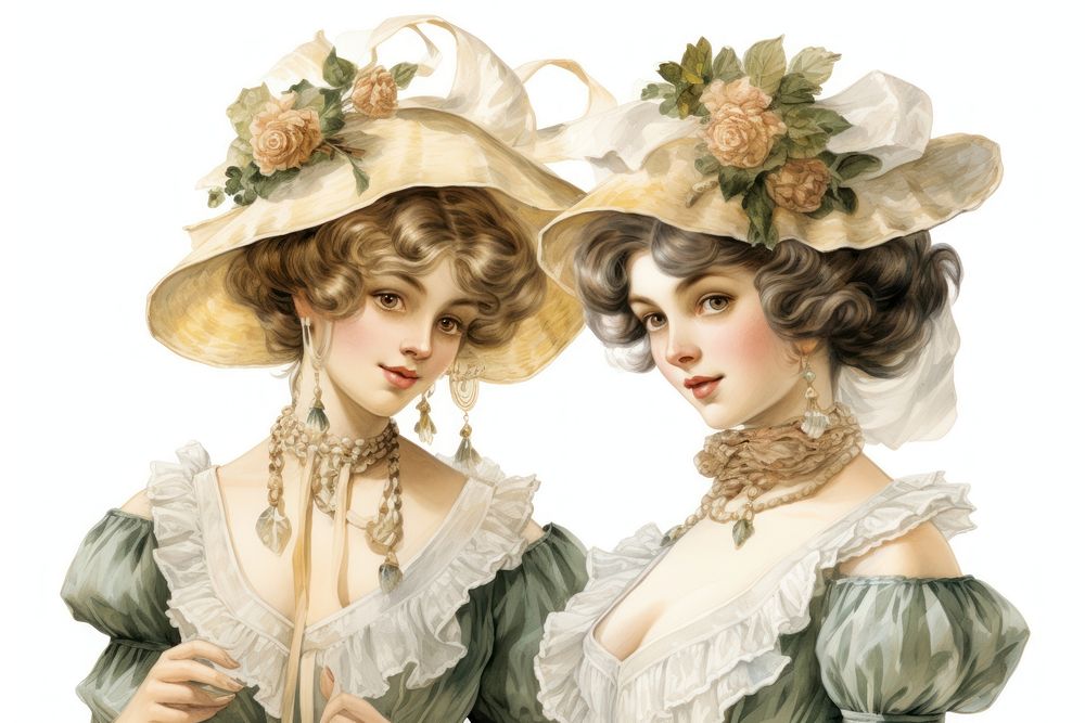 Two young women adult art hat. AI generated Image by rawpixel.