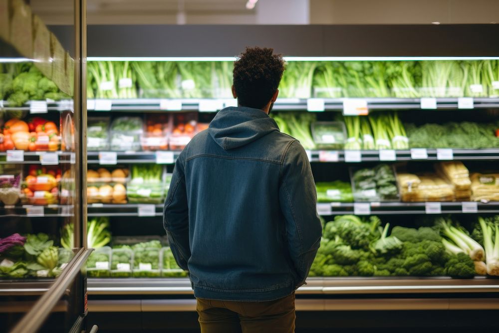 Healthy vegetables supermarket choosing adult. AI generated Image by rawpixel.