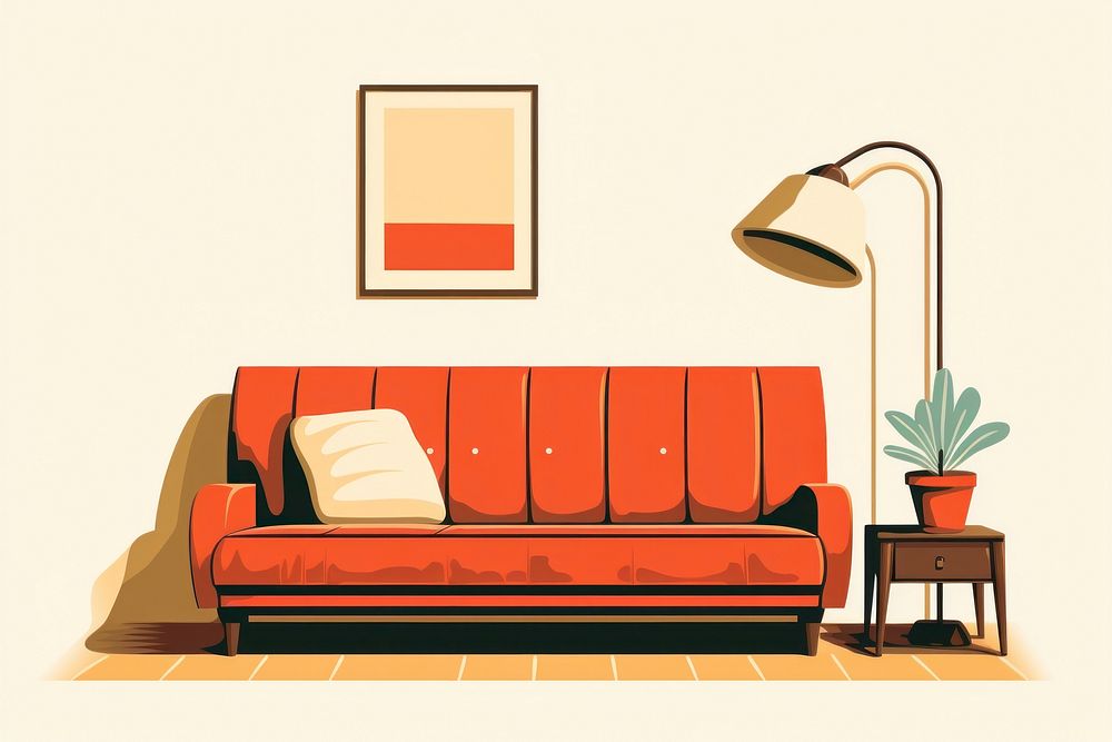 Sofa and lamp architecture furniture indoors. AI generated Image by rawpixel.