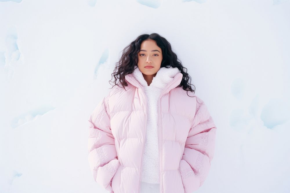 Vietnamese woman jacket snow winter. AI generated Image by rawpixel.