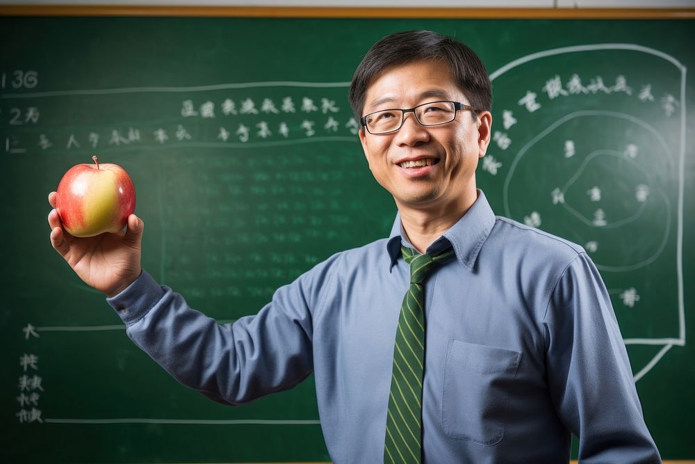 Teacher apple blackboard holding. AI generated Image by rawpixel.