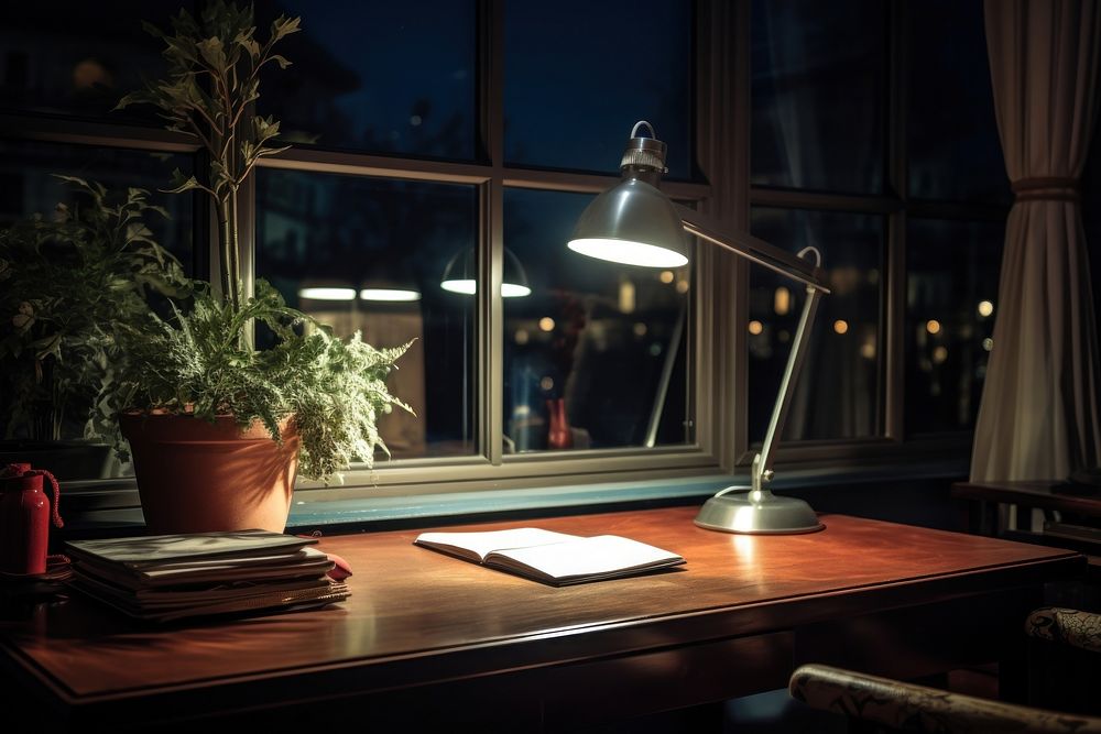 Office desk lamp furniture window. 