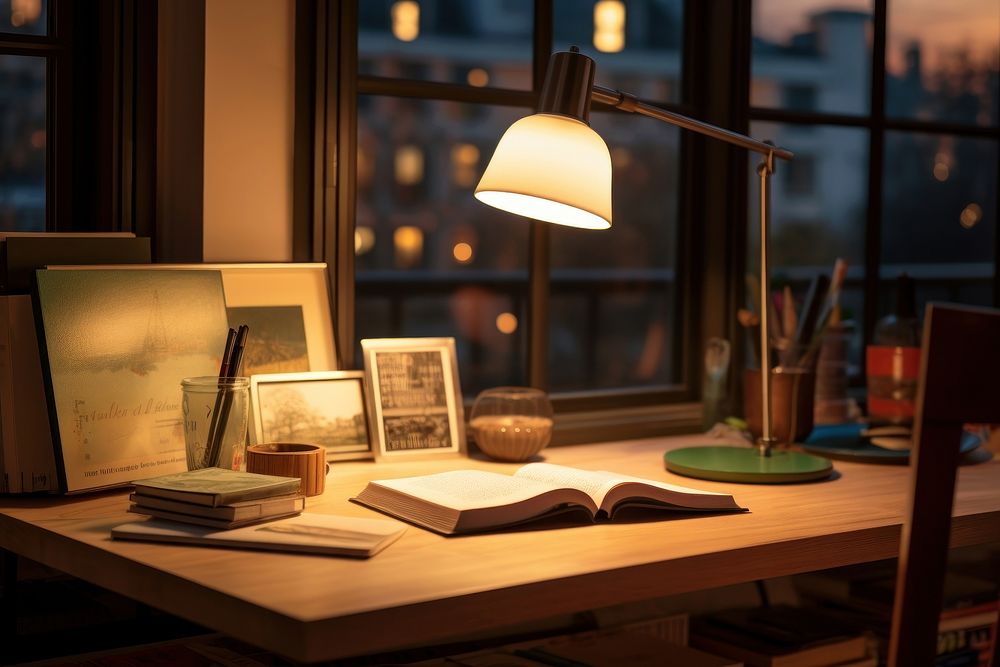 Office desk lamp publication furniture. AI generated Image by rawpixel.