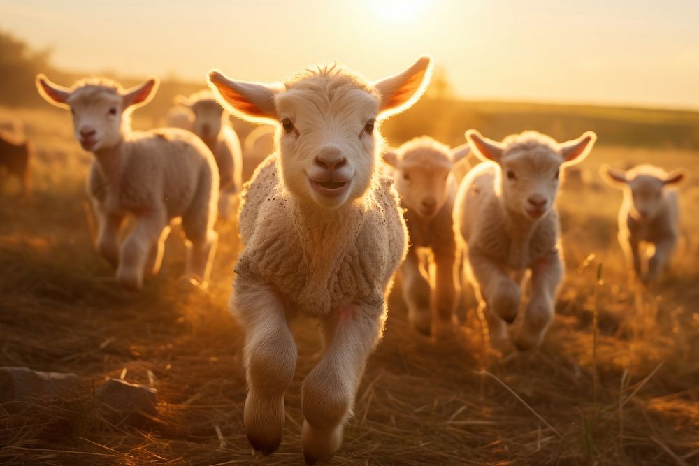 herd lambs running field livestock | Premium Photo - rawpixel