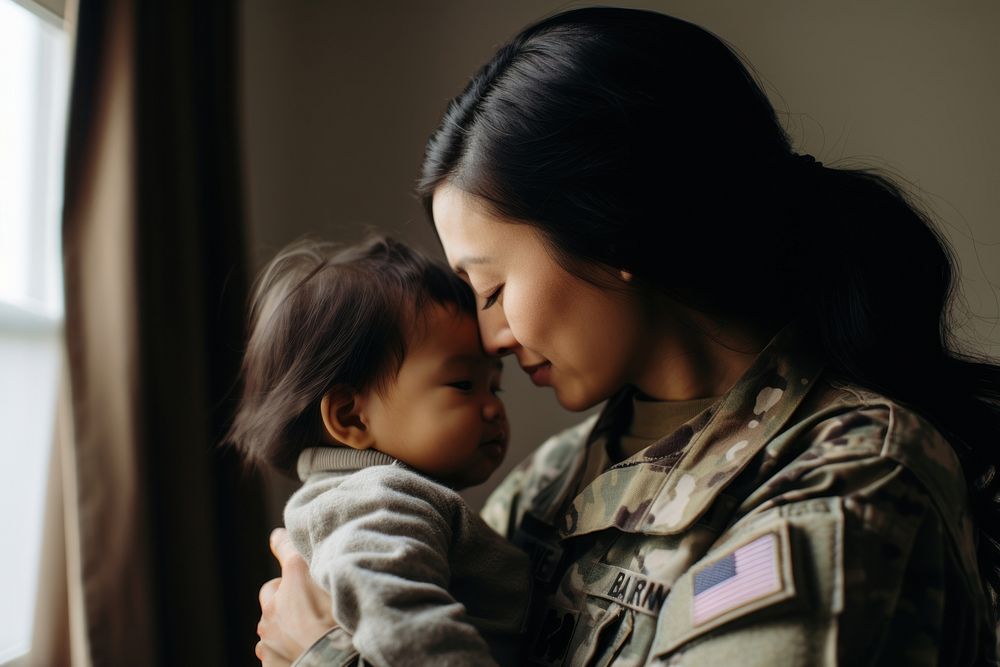 Goodbye military soldier portrait. 