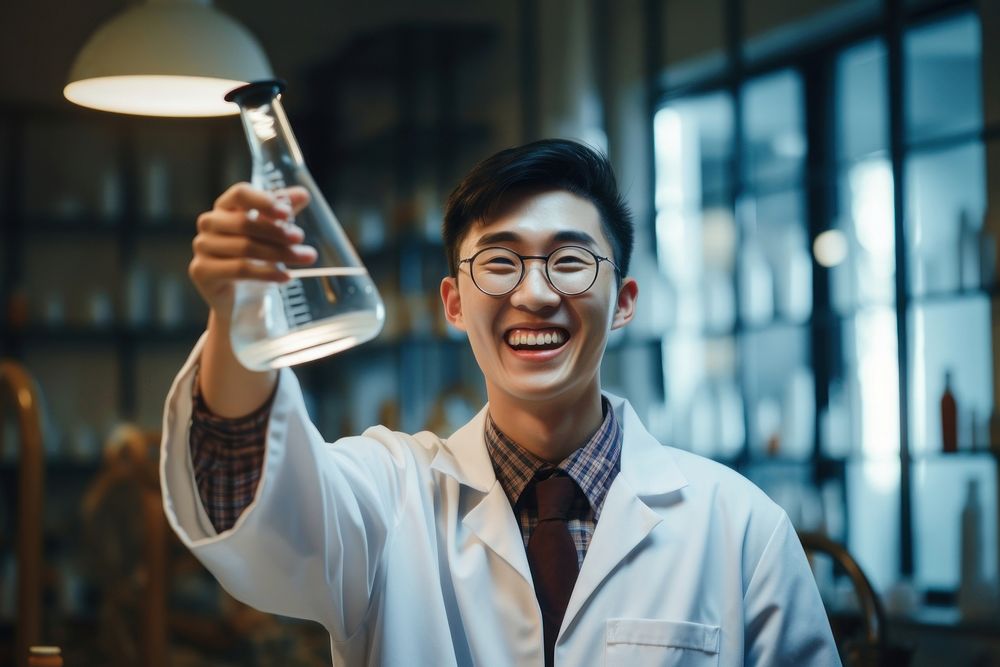 Chinese young student scientist glasses holding. AI generated Image by rawpixel.