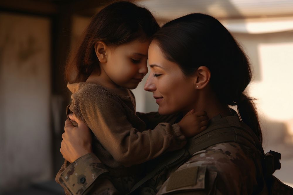 Goodbye military soldier hugging. AI generated Image by rawpixel.