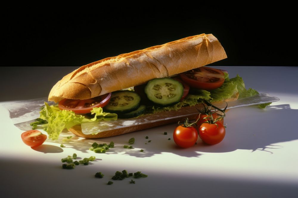 Baguette sandwich bread food vegetable. AI generated Image by rawpixel.