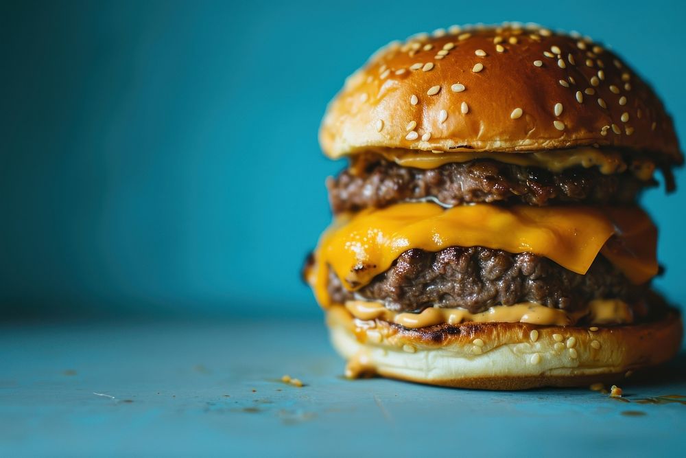 Double chesseburger cheese food hamburger. AI generated Image by rawpixel.
